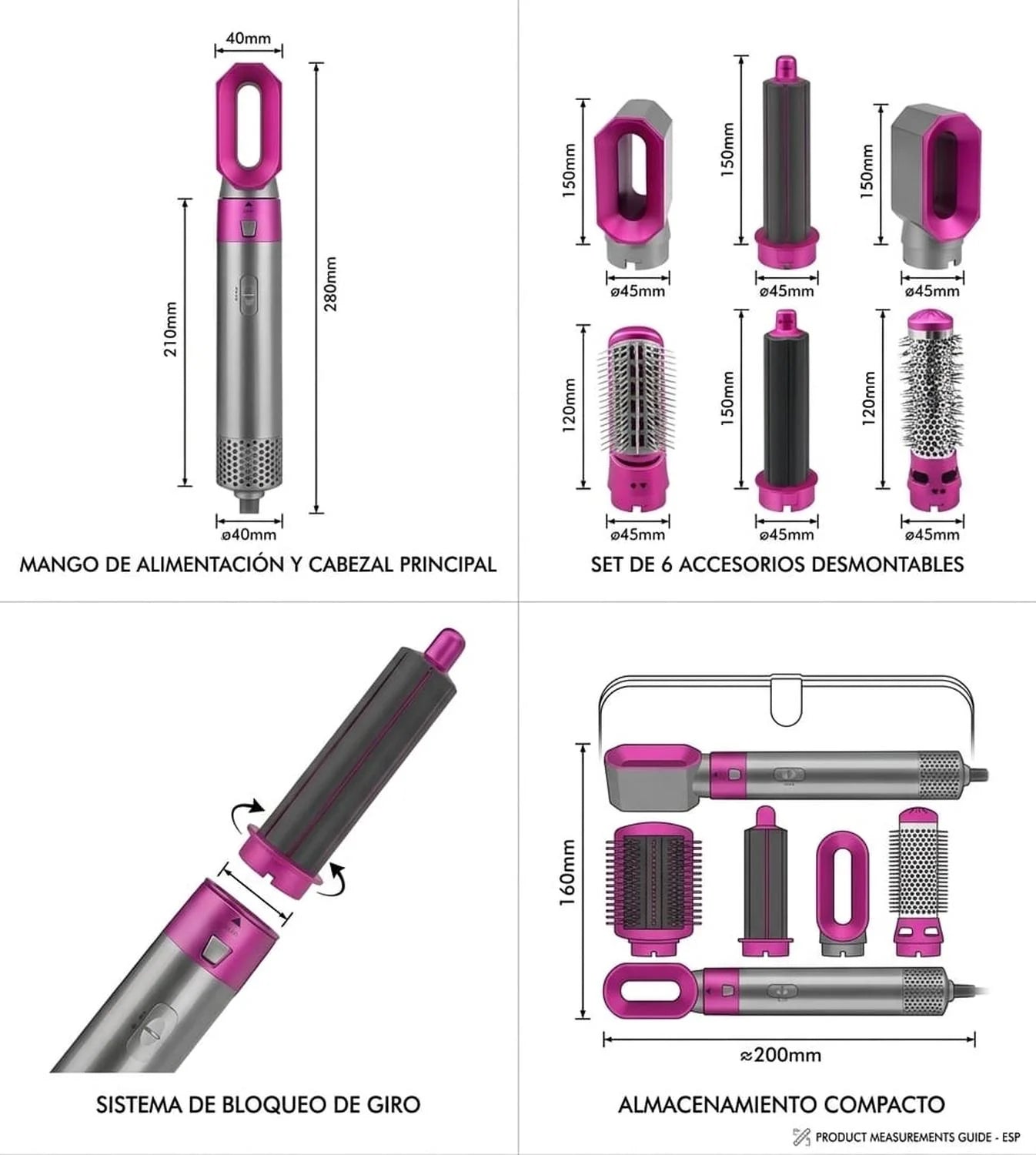 Secador y Moldeador de Cabello 5 en 1